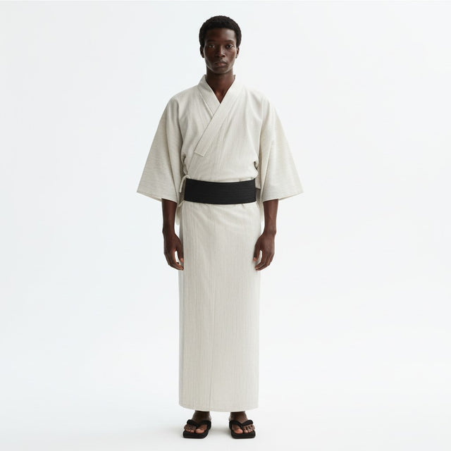 Men's white yukata, white, front view