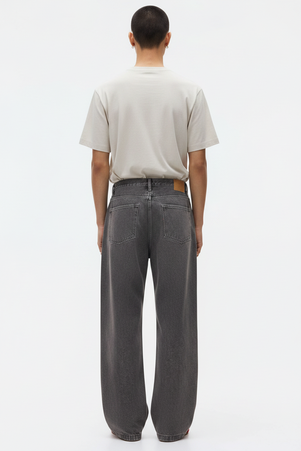 Straight-Leg Cotton Stretch Pants on model - back view