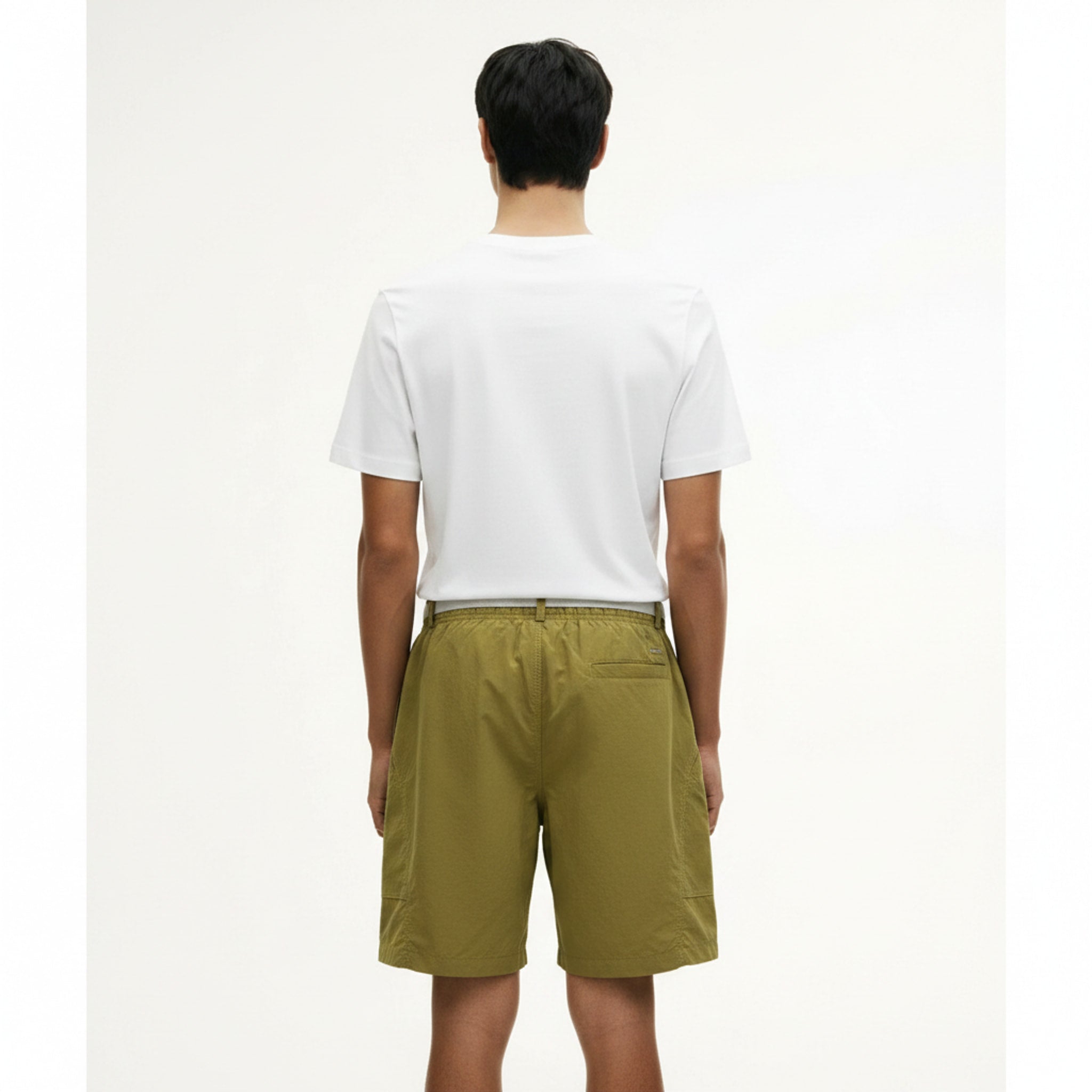 CORDURA Drawstring Cargo Shorts on model - Green - back
