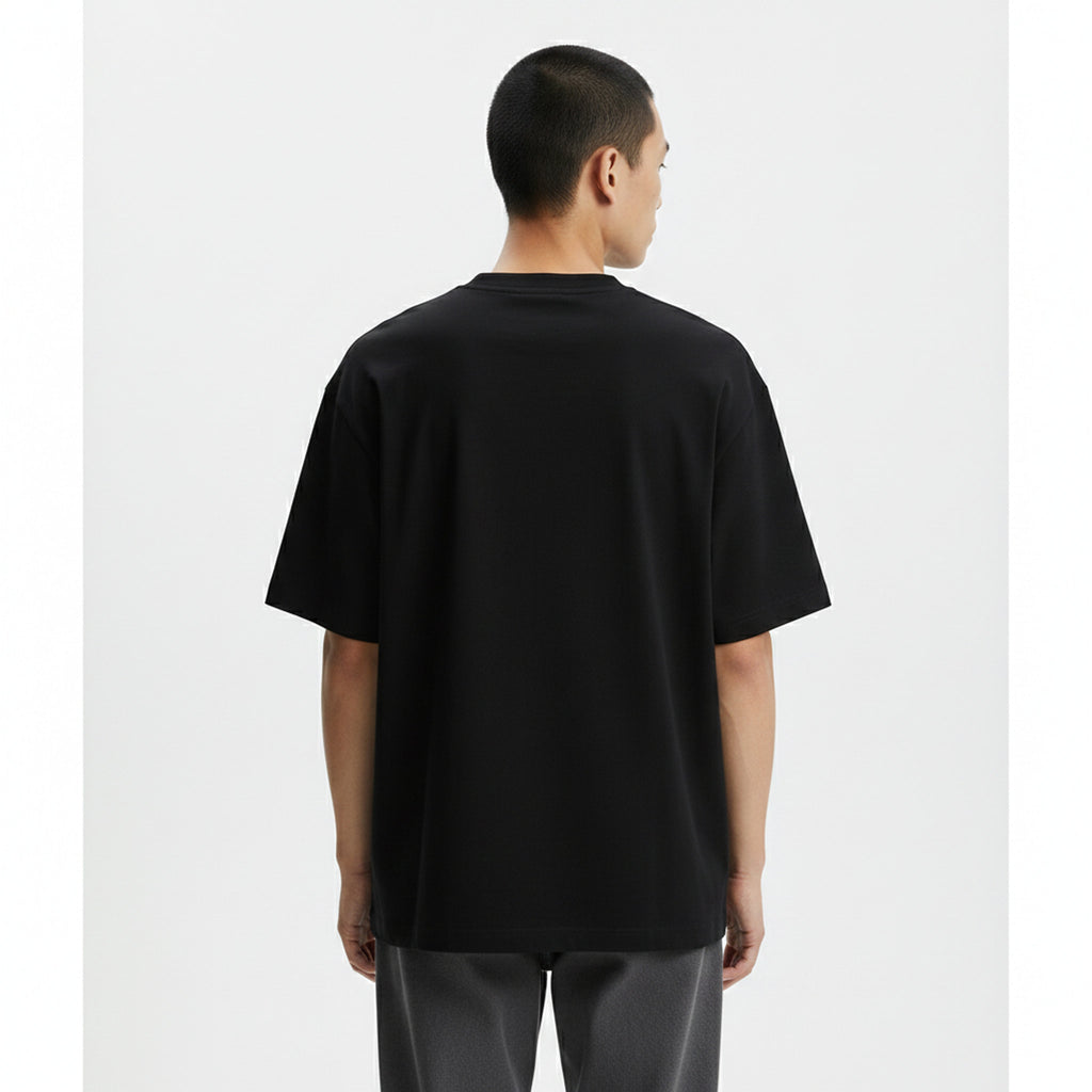Heavyweight Cooling Cotton-Blend T-Shirt on model - Black - back