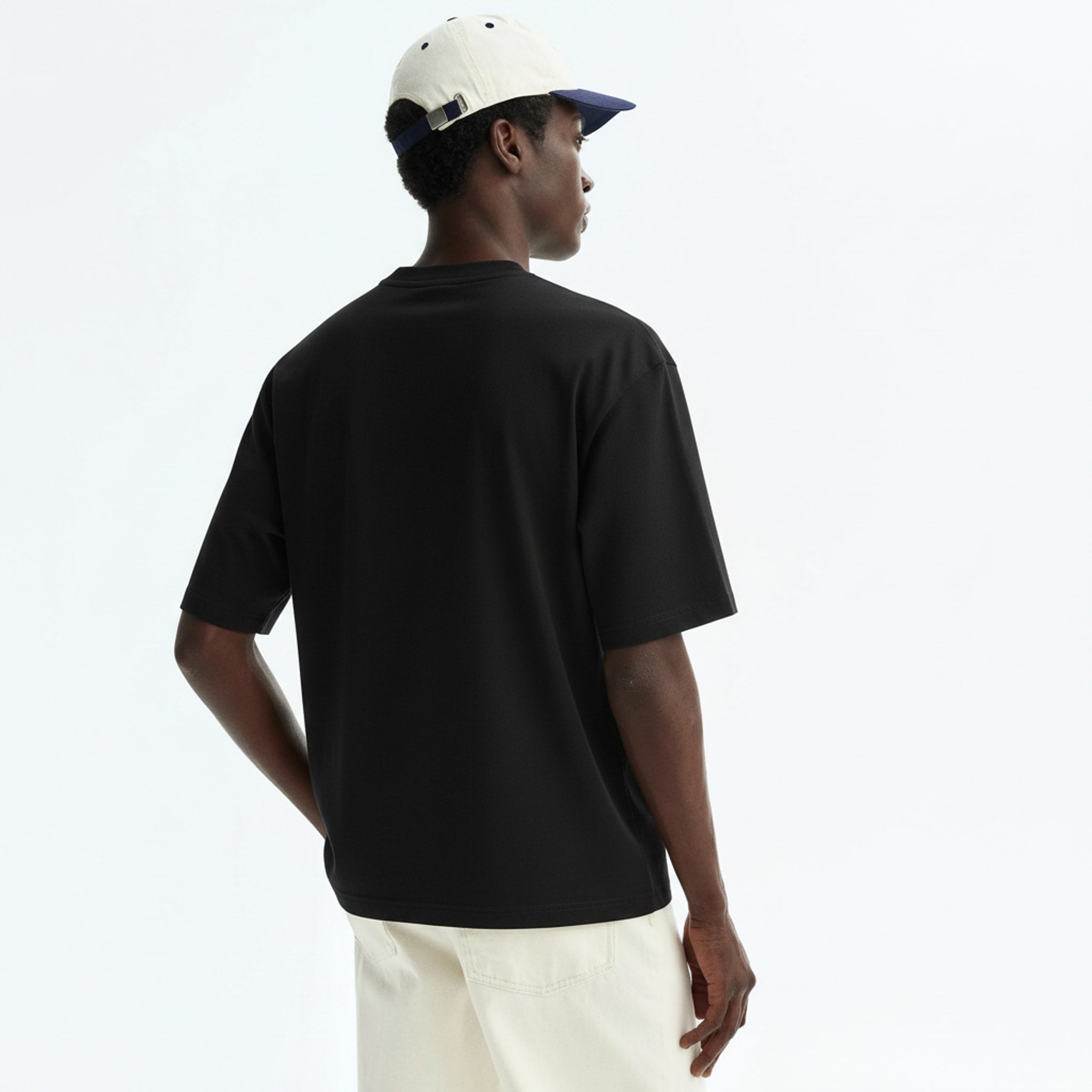 Men's Heavyweight Cotton-Blend T-Shirt on model - Black - back