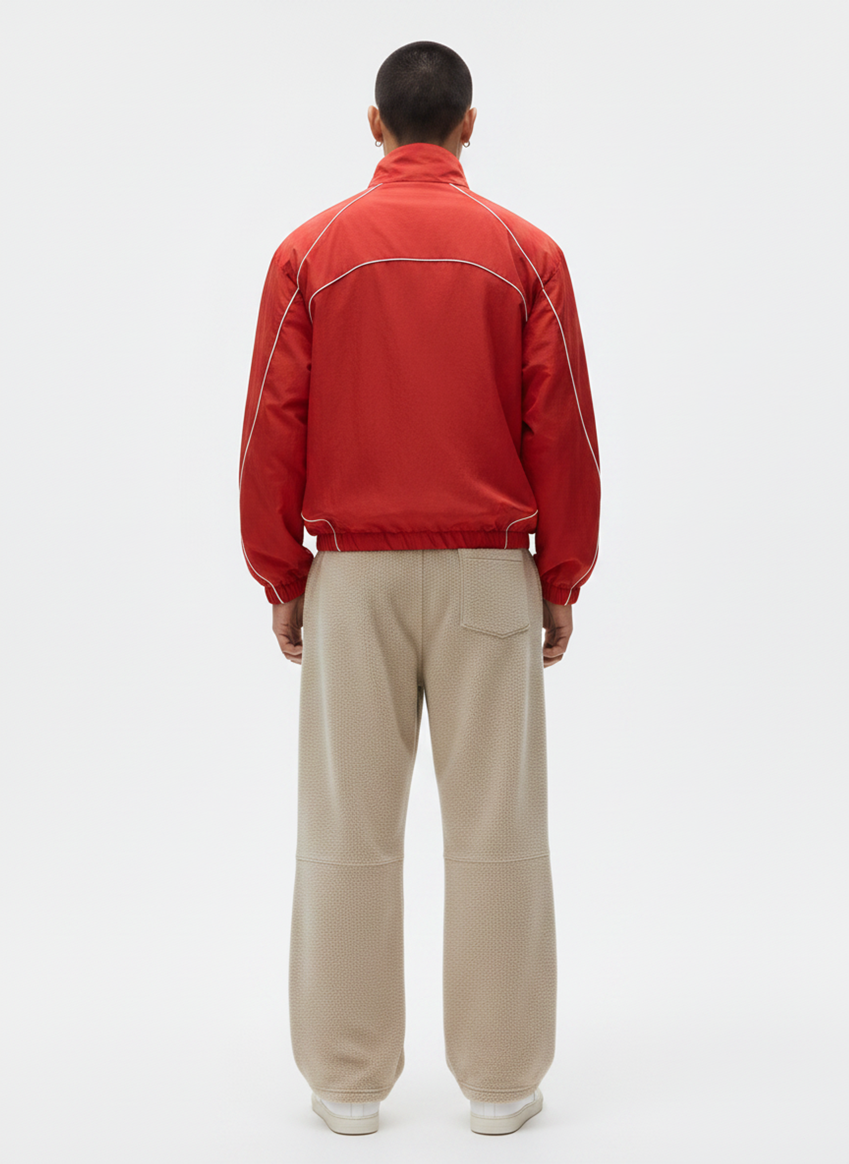 Cotton Pants Heavyweight Straight-Leg on model - back view