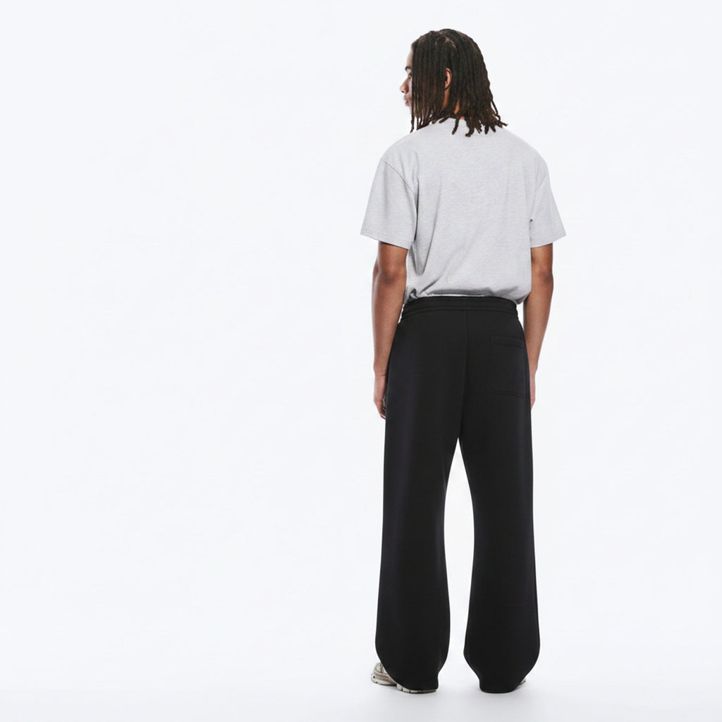 Wide-Leg Cotton Stretch Pants on model - back view