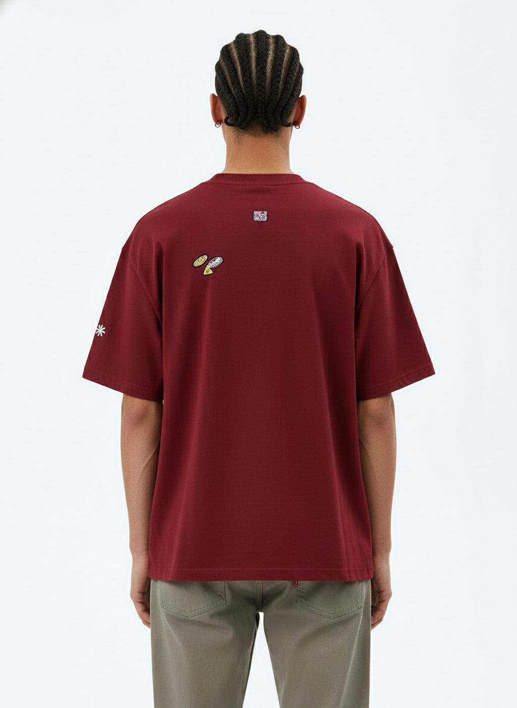 Retro Graphic Cotton T-Shirt on model - back view