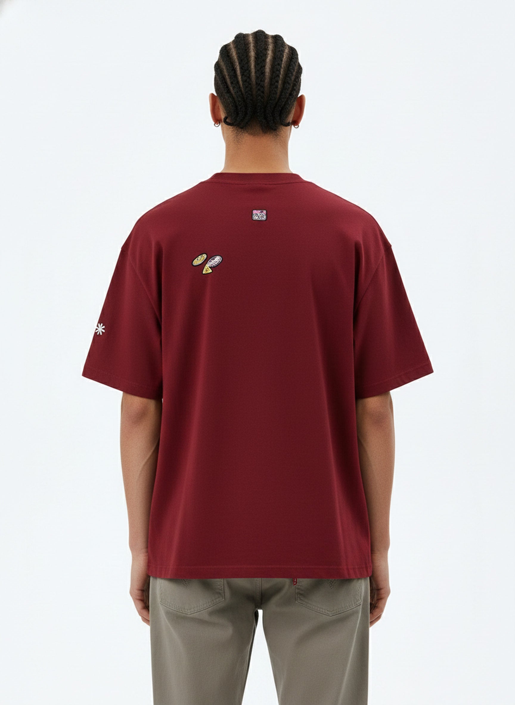 Retro Graphic Cotton T-Shirt on model - back view
