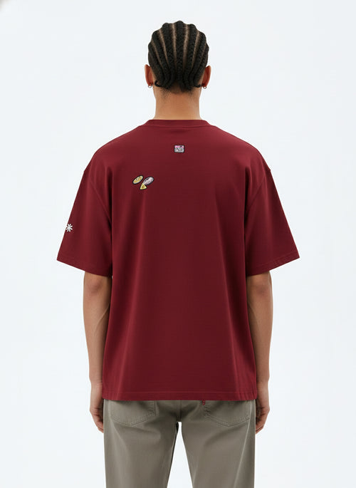 Retro Graphic Cotton T-Shirt on model - back view