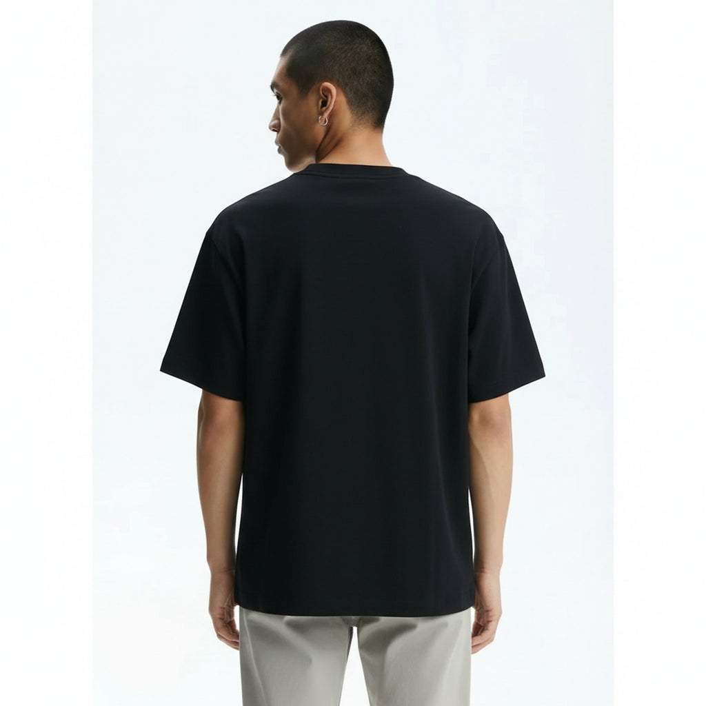 Men's Heavyweight Cotton-Blend T-Shirt on model - Black - back