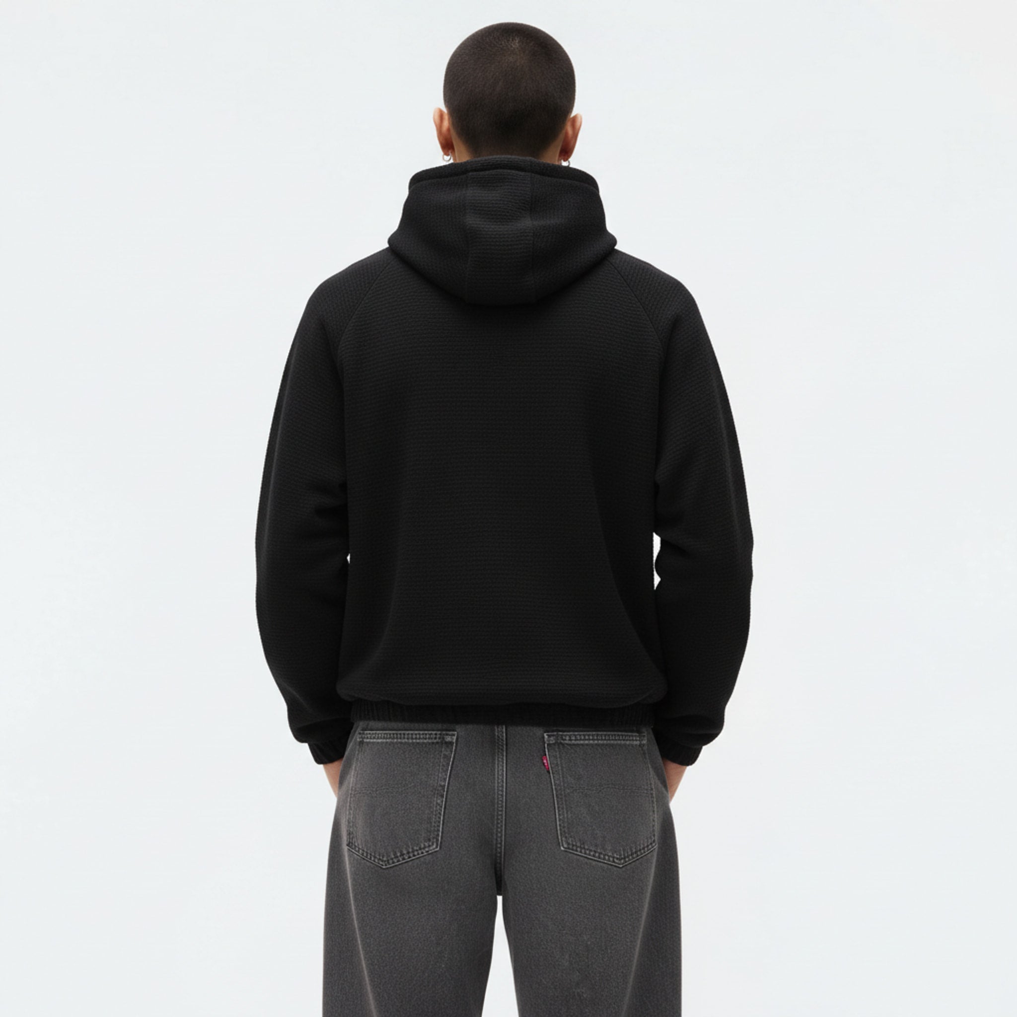 Thermolite(R) Air-Fleece Hooded Sweatshirt on model - Gray - back