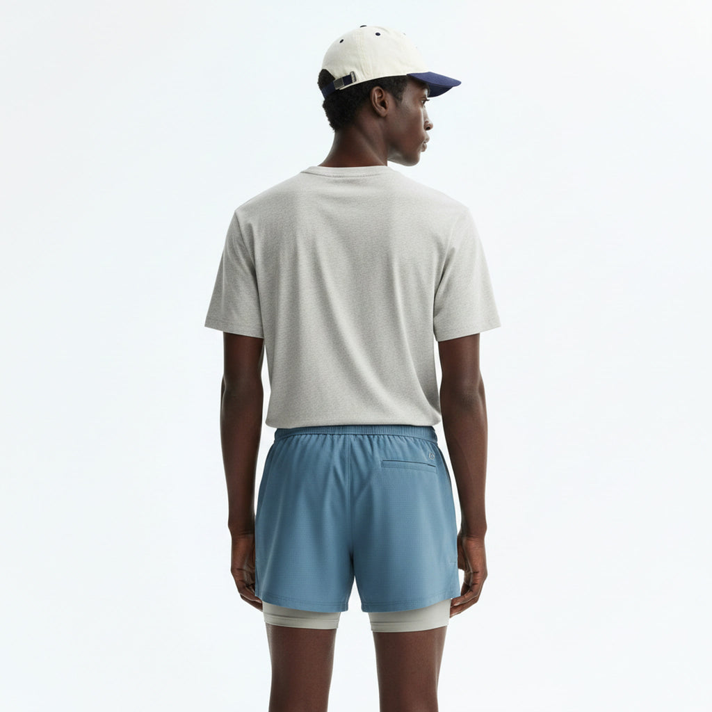 Outdoor Stretch Shorts on model - Blue - back