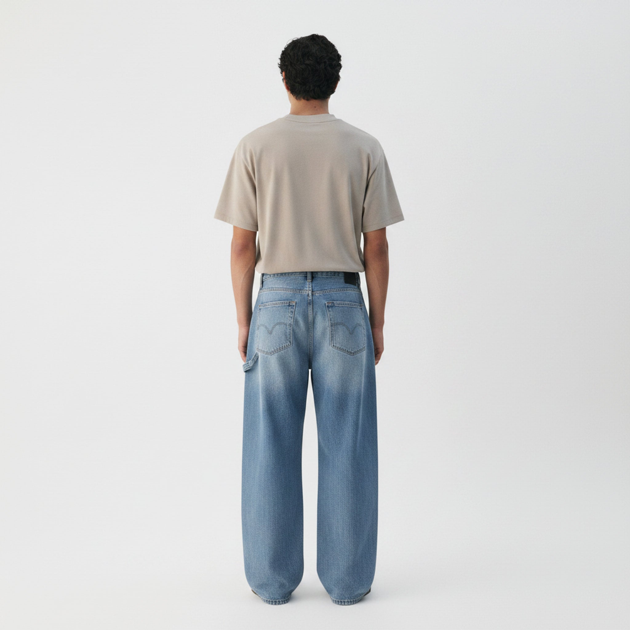 Wide-Leg Cargo Jeans on model - back view