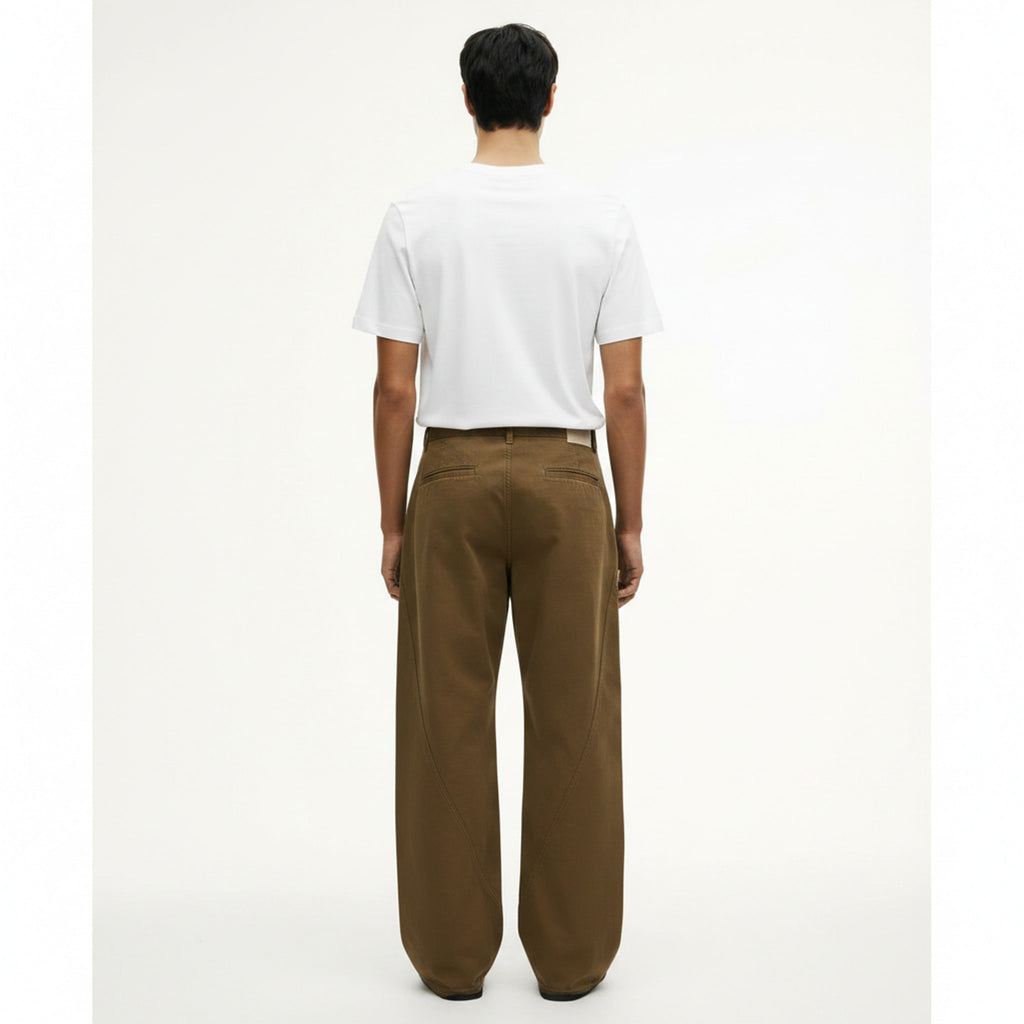 100% Cotton Stretch Pants on model - Khaki - back