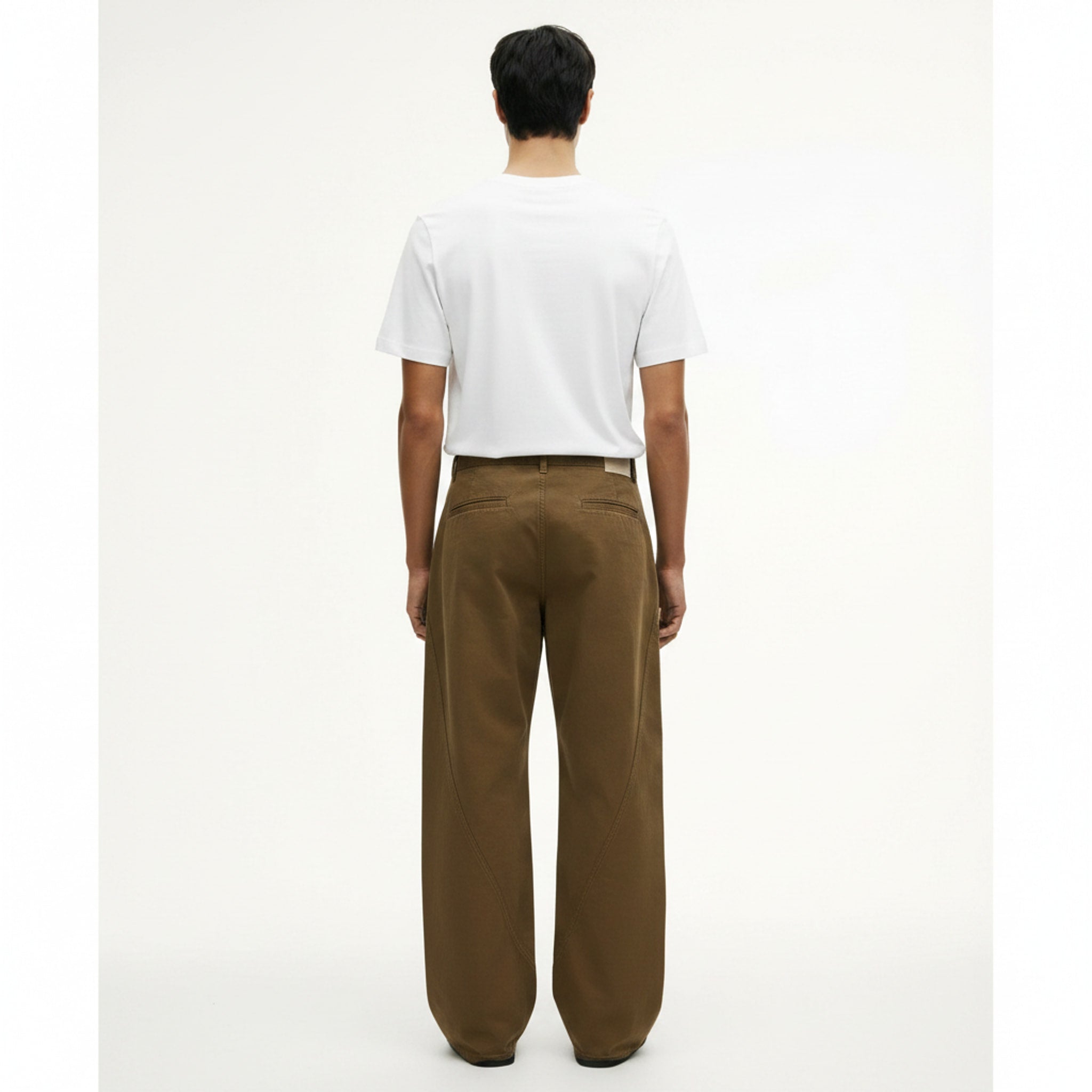 100% Cotton Stretch Pants on model - Khaki - back