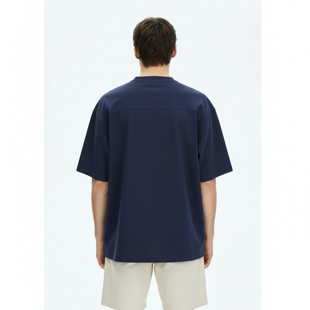Oversized T-Shirt 100% Cotton on model - Blue - back