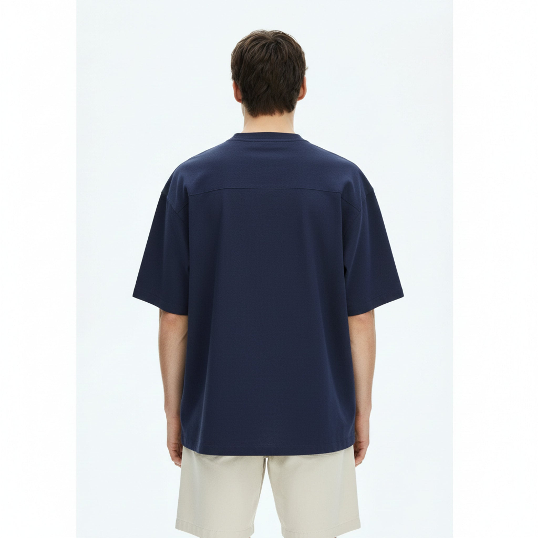 Oversized T-Shirt 100% Cotton on model - Blue - back