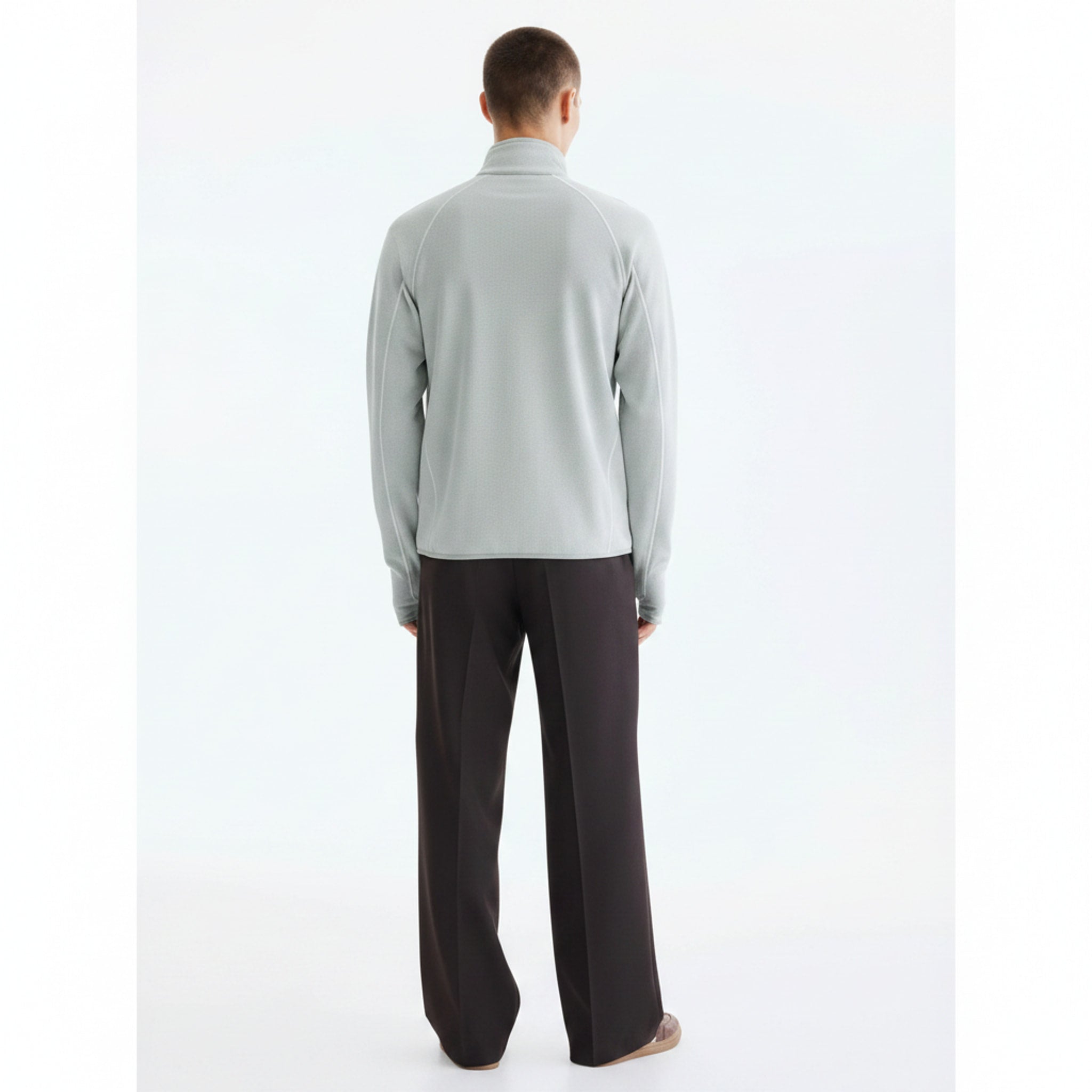 Cooling Outdoor Hoodie on model - Light Gray - back