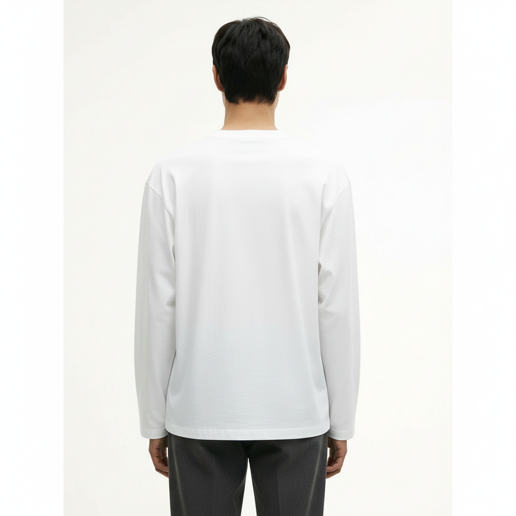 Oversized Long-Sleeve T-Shirt Cotton-Blend on model - back view