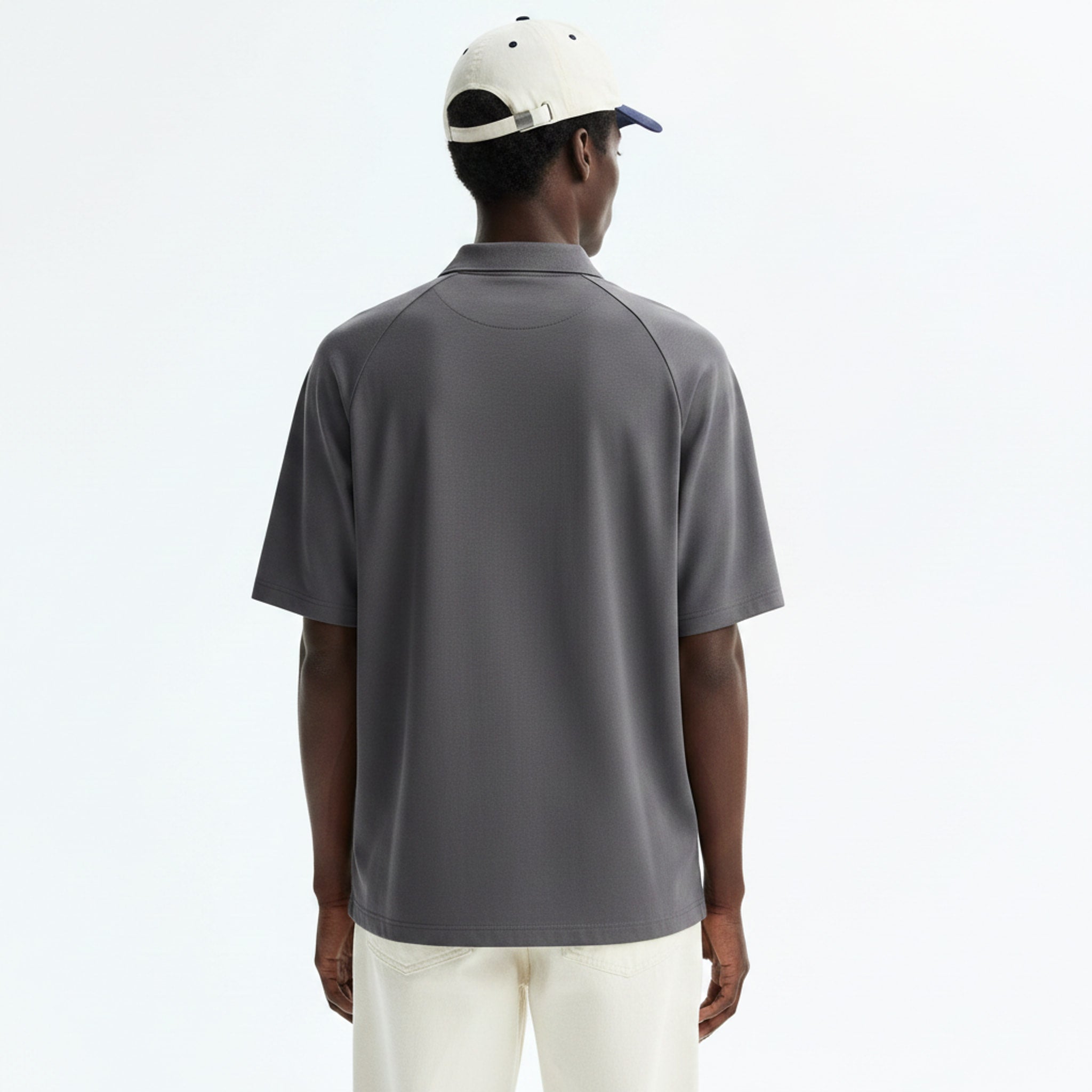 Quick-Dry Polo Shirt on model - Dark Gray - back