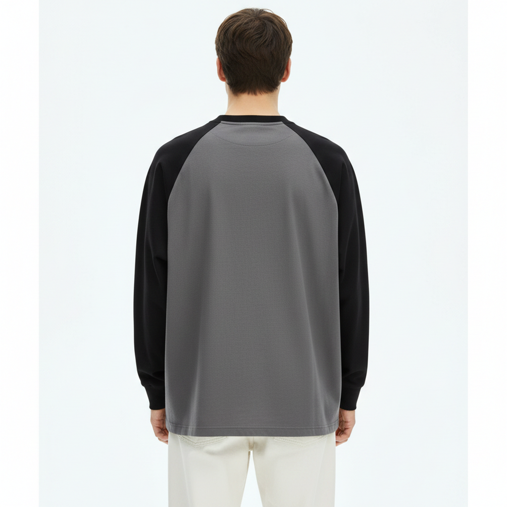 Heavyweight Raglan Long-Sleeve T-Shirt on model - back view
