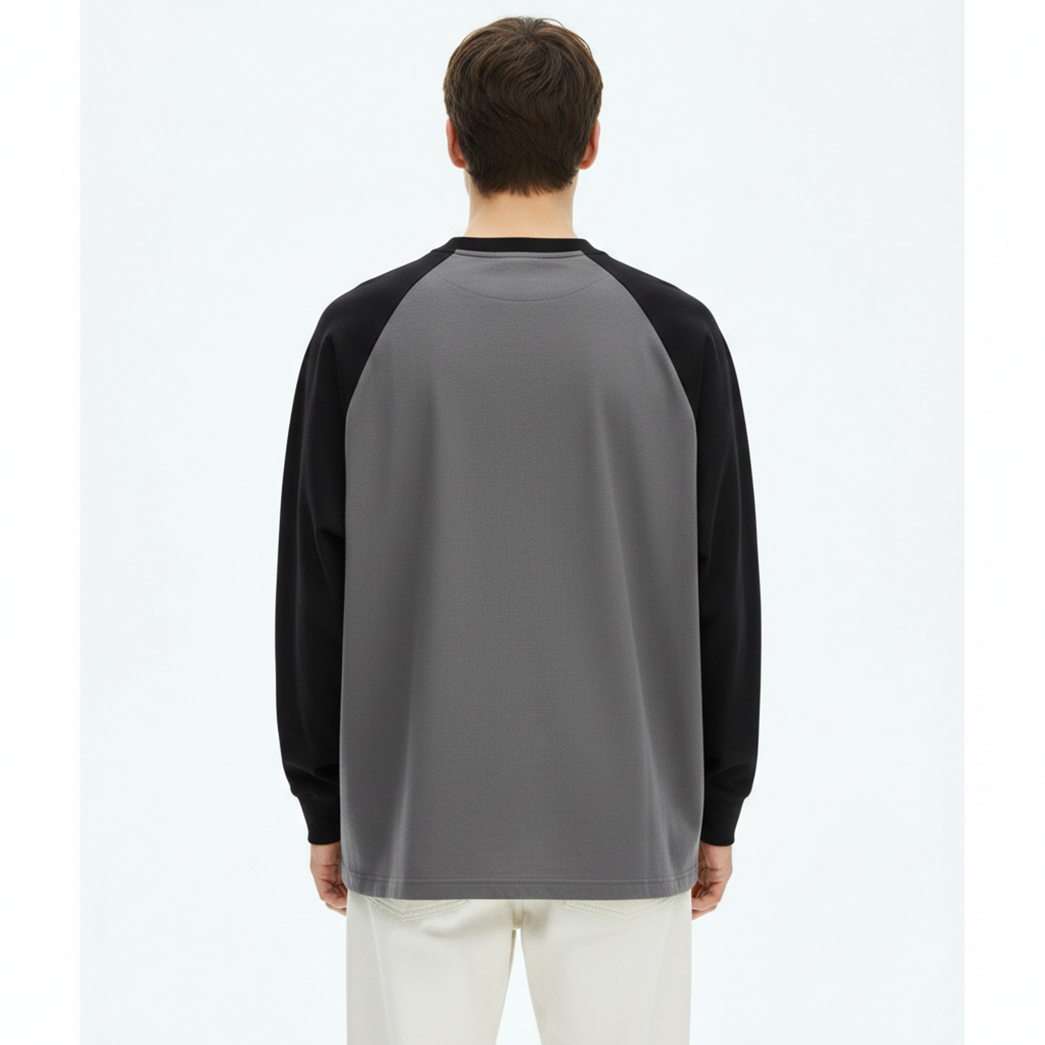 Heavyweight Raglan Long-Sleeve T-Shirt on model - back view