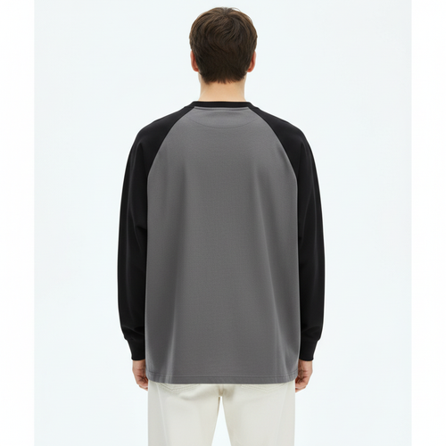 Heavyweight Raglan Long-Sleeve T-Shirt on model - back view
