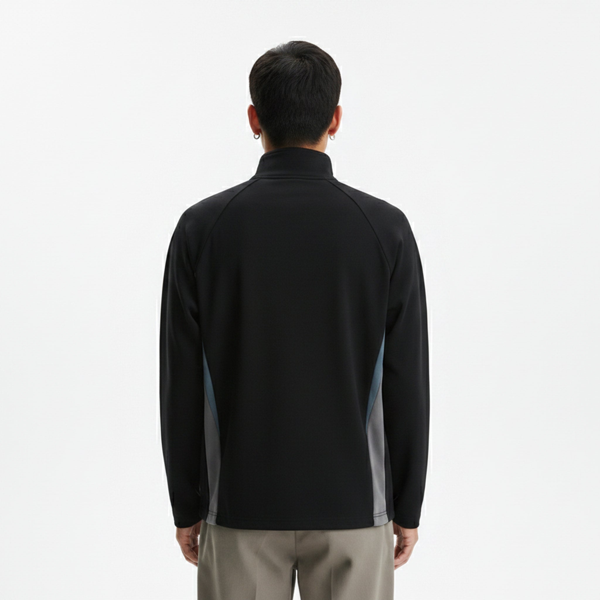 Heavyweight Long-Sleeve T-Shirt on model - Black - back