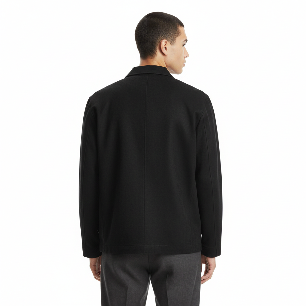 Polyester Jacket on model - Black - back