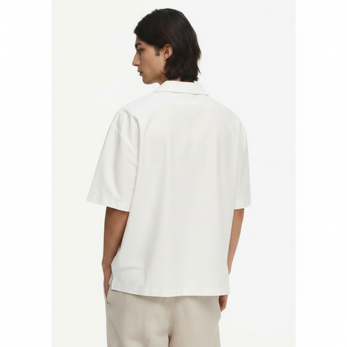 Chinese Style Linen-Blend Modified Hanfu Long Sleeve Tang Jacket on model - White - back