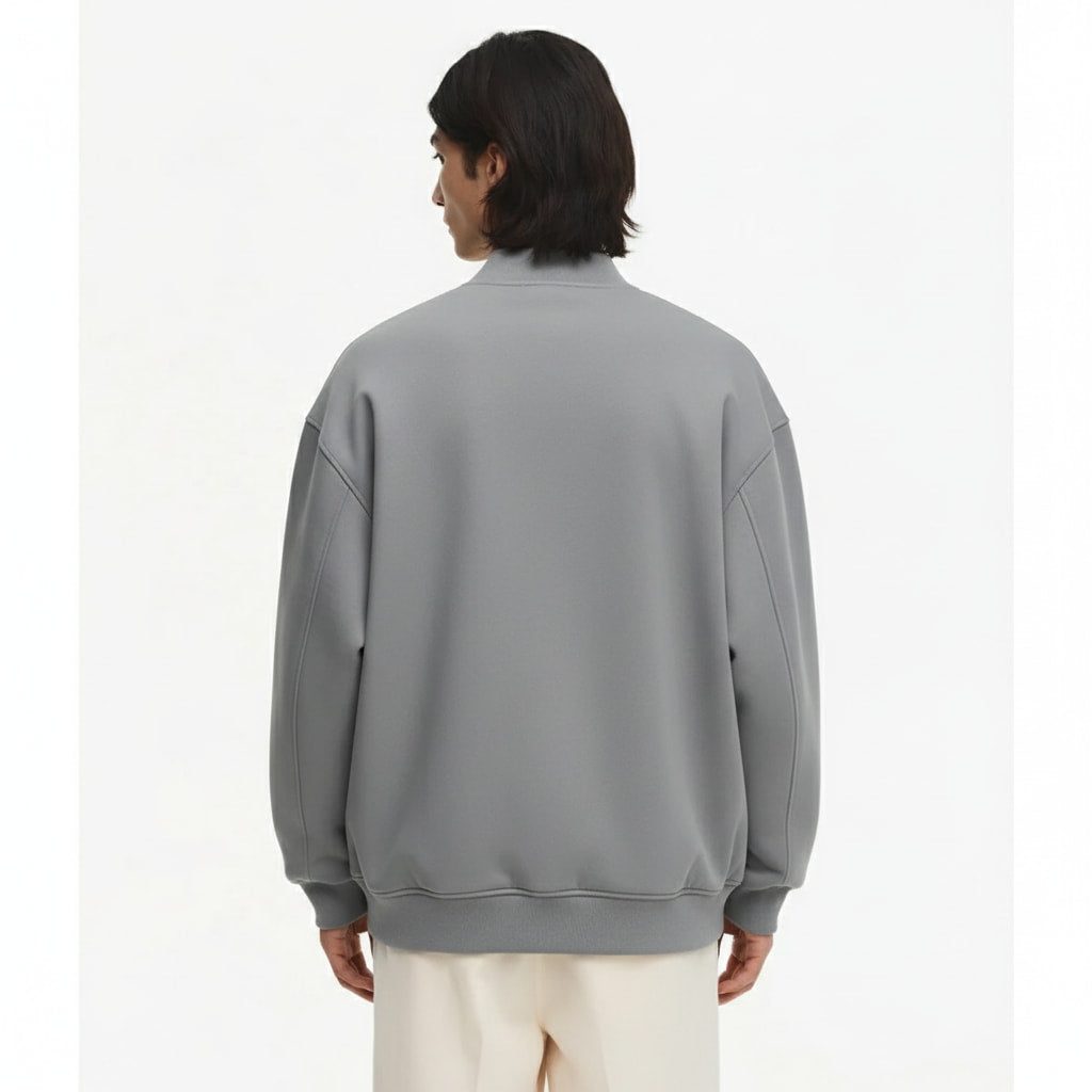 Fleece-Lined Baseball Jacket 350g on model - back view