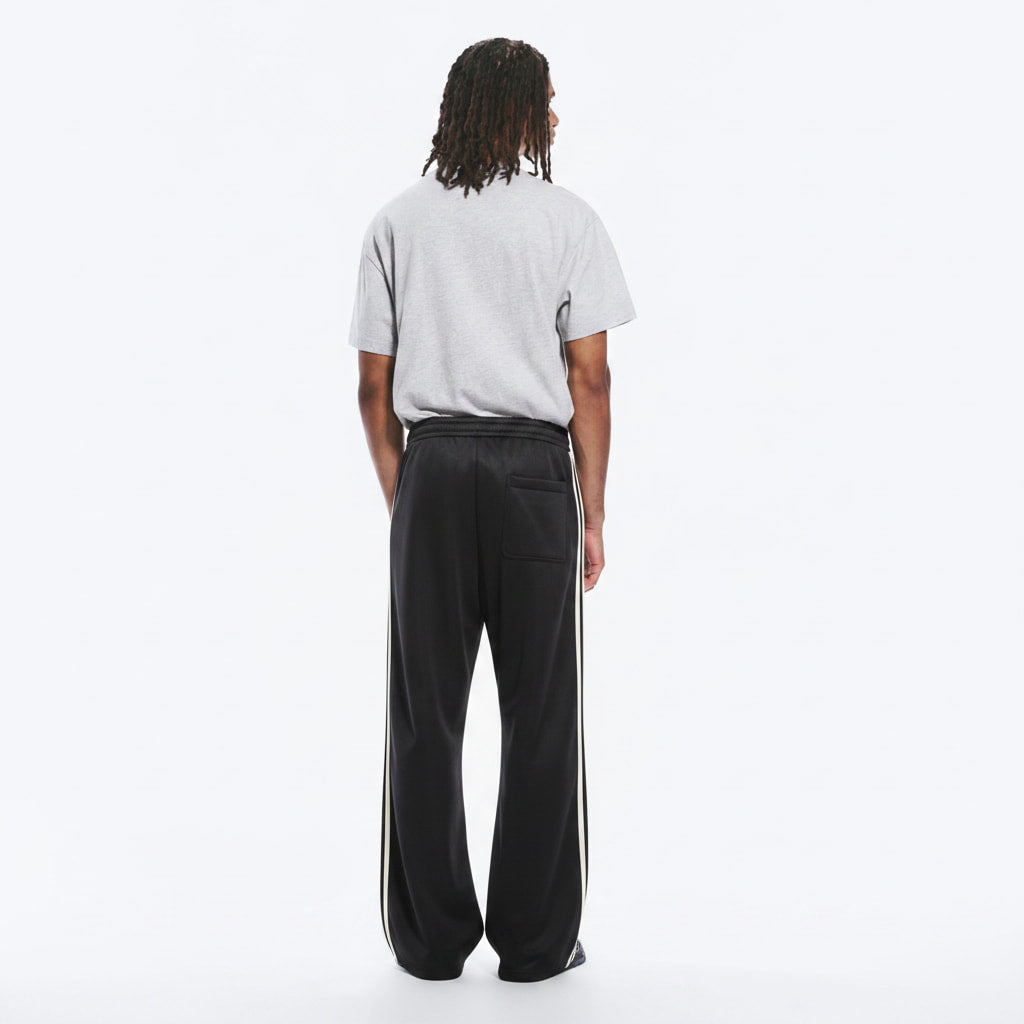 Striped Wide-Leg Track Pants on model - back view
