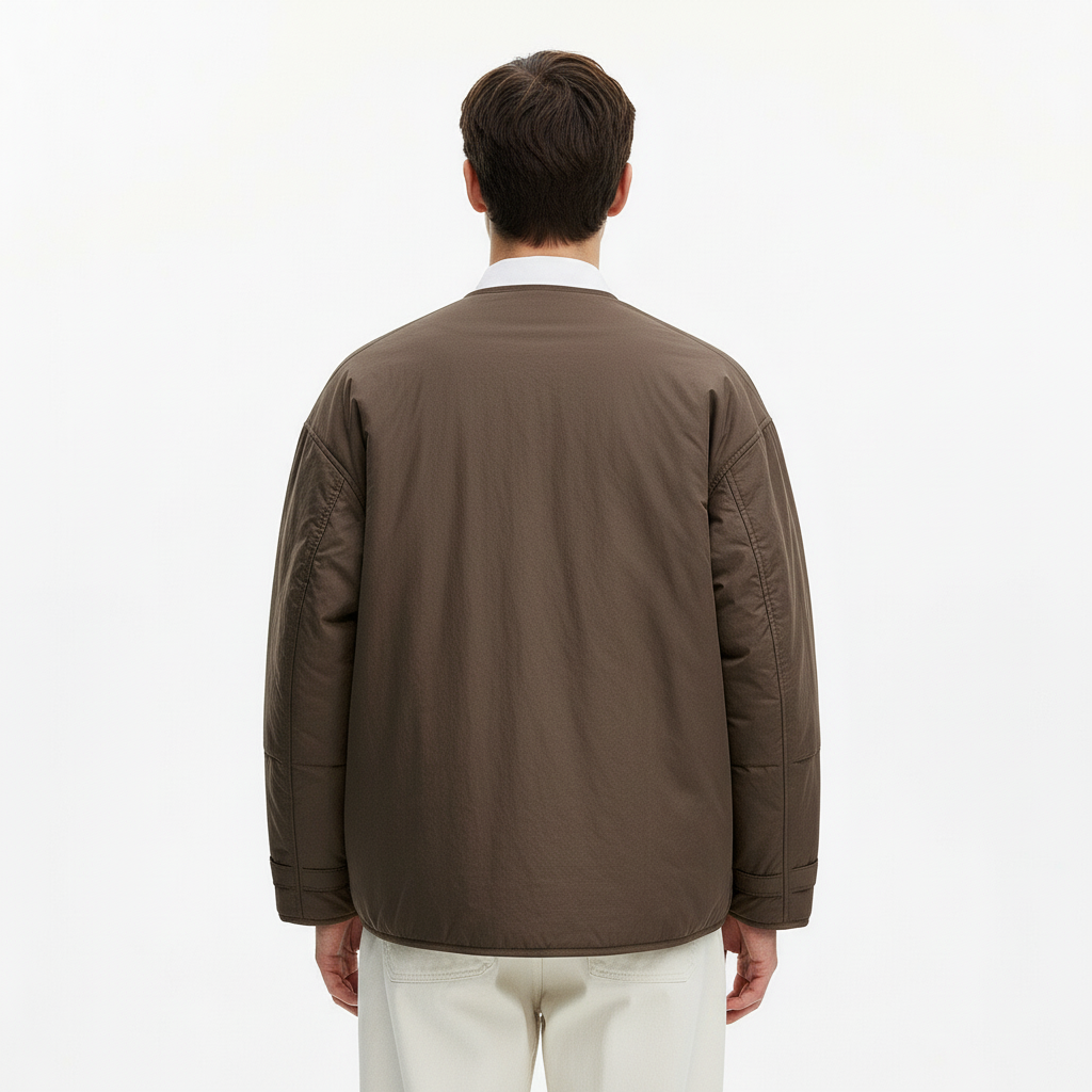 Cotton Jacket on model - Brown - back