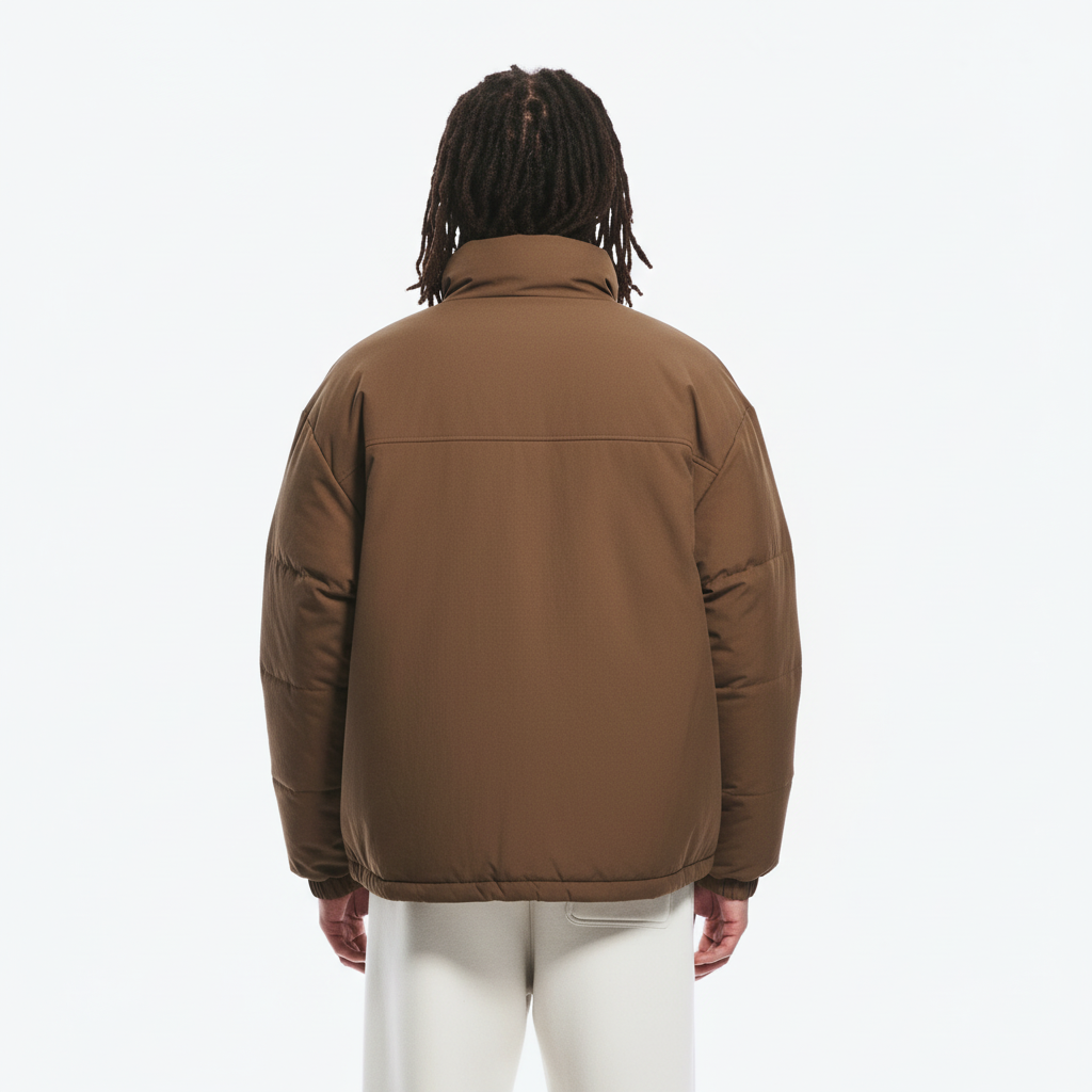 Cotton Jacket on model - Brown - back