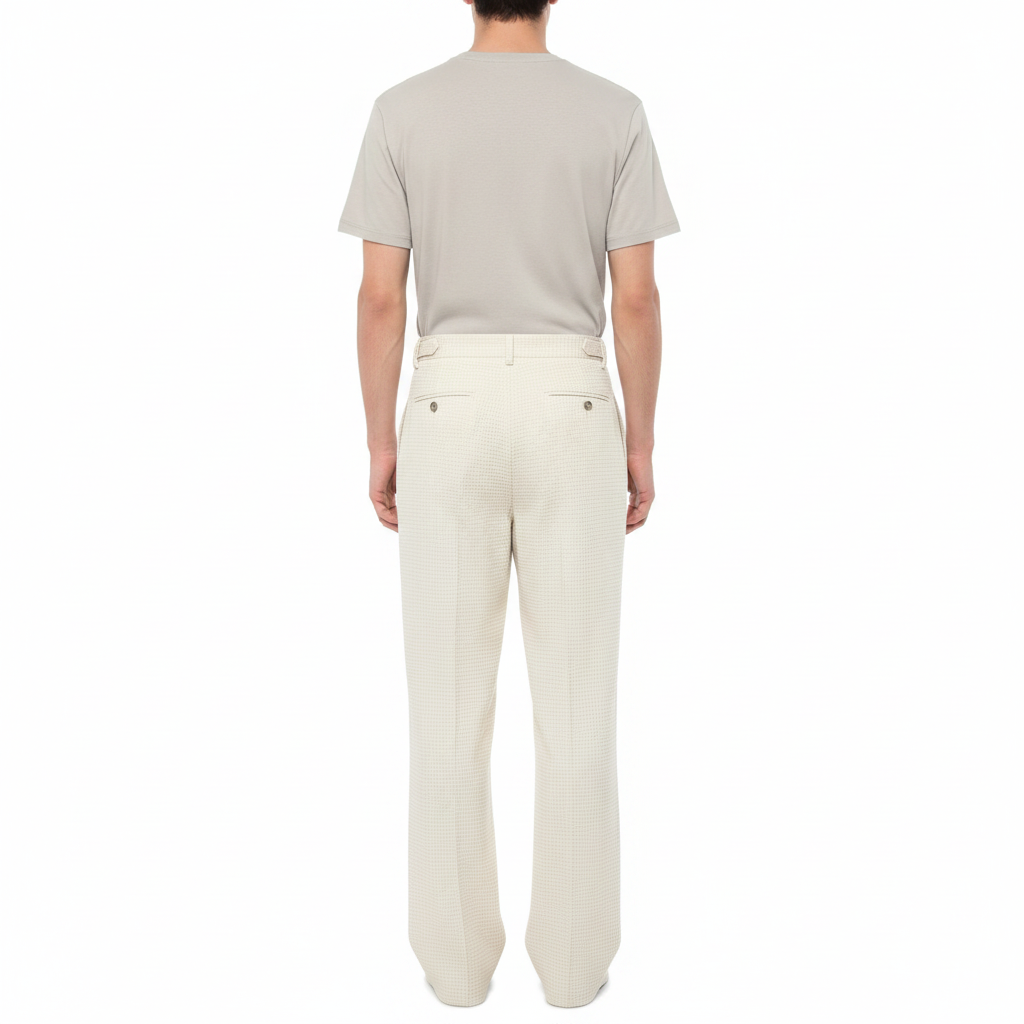 Waffle Gurkha Pants on model in cream, back view