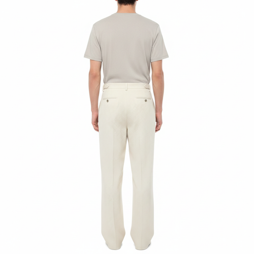 Waffle Gurkha Pants on model in cream, back view