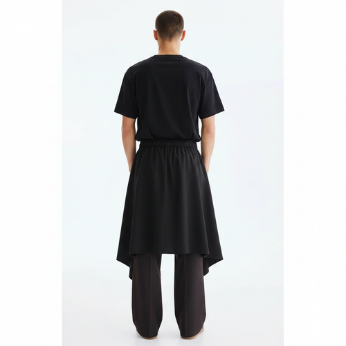 Polyester Stretch Pants on model - Black - back