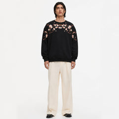 Sakura Embroidered Sweatshirt on model - front view