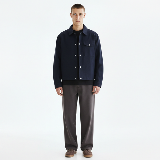 Indigo Kendo Haori Jacket on model - front