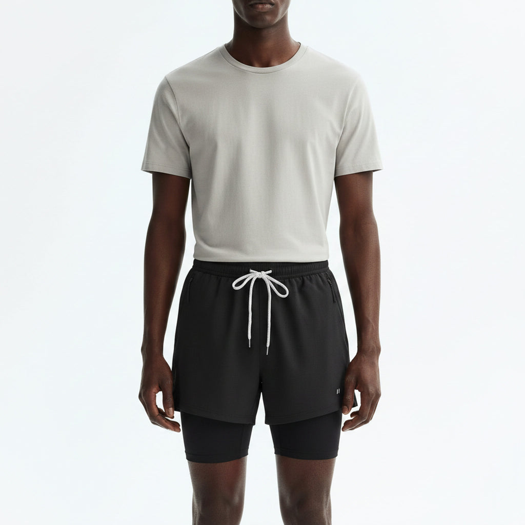 Outdoor Stretch Shorts on model - Black - front