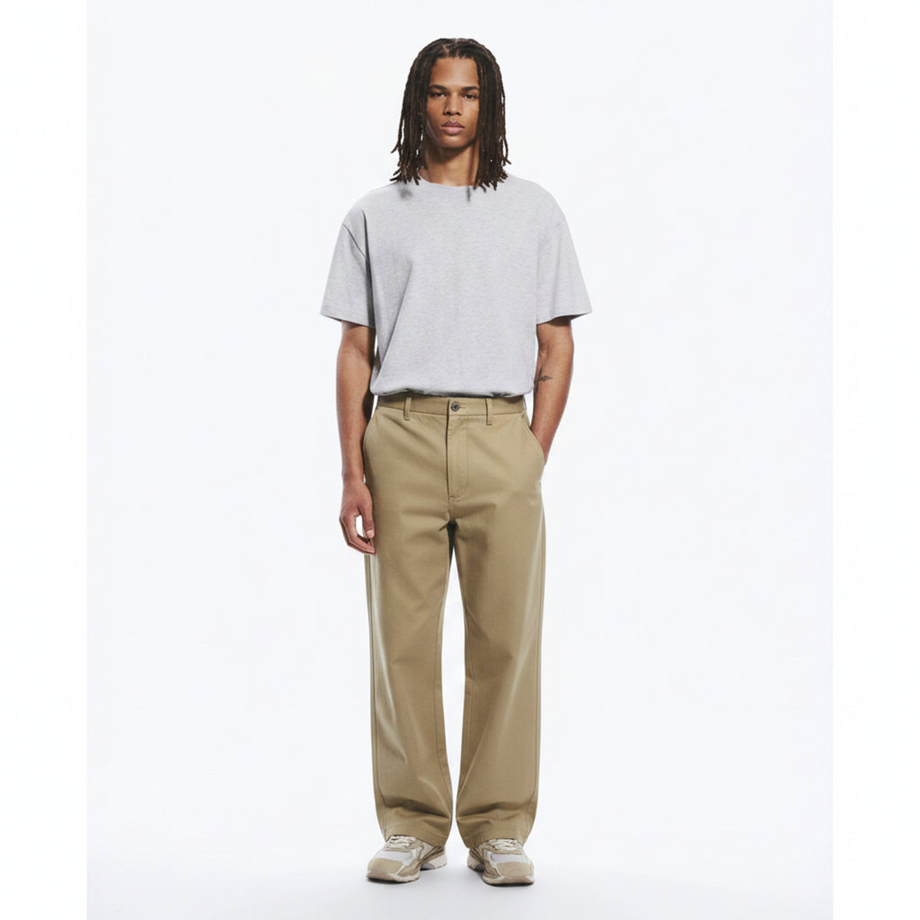 Curved Cargo Cotton Stretch Pants on model - front view
