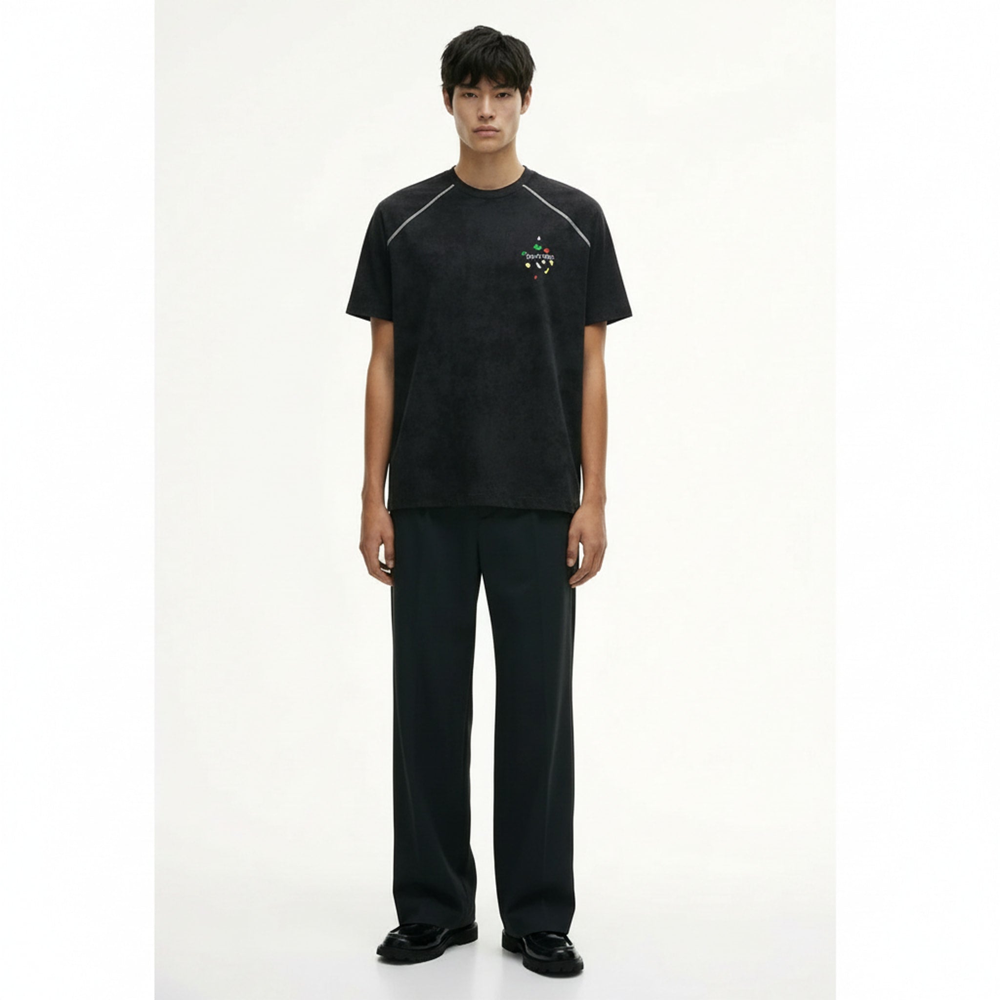 Jiezhan Menswear | Snowflake Rock-Climbing Print Short-Sleeve T-Shirt - 2026 Spring/Summer New Original Streetwear Printed Top on model - Black - front