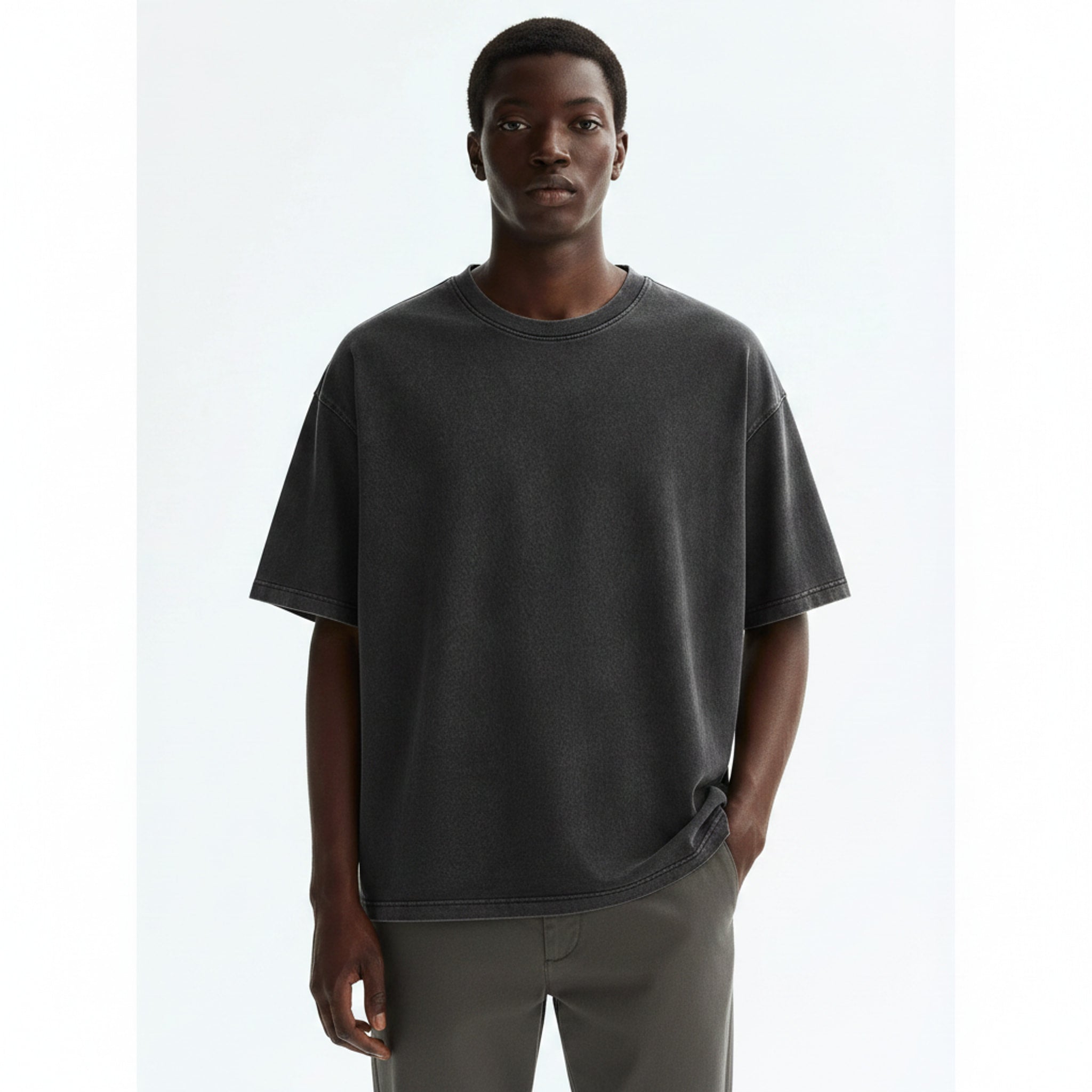 Heavyweight Cotton T-Shirt on model - front view