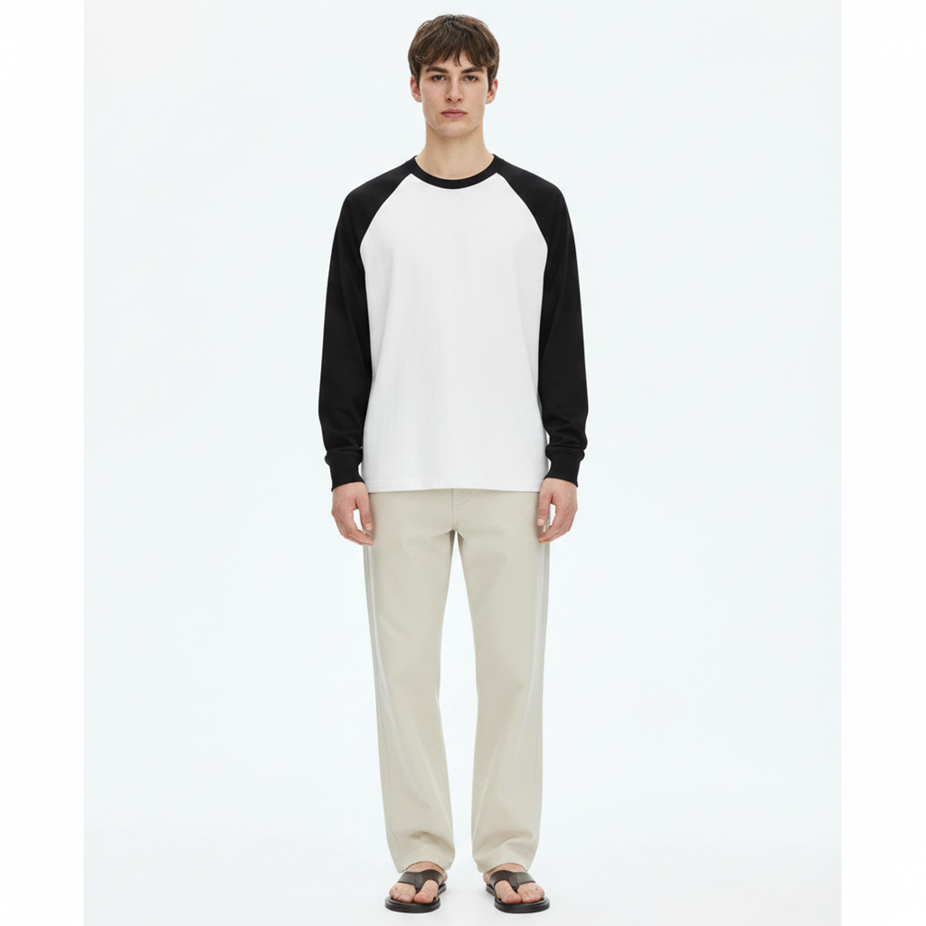 Heavyweight Raglan Long-Sleeve T-Shirt on model - front view