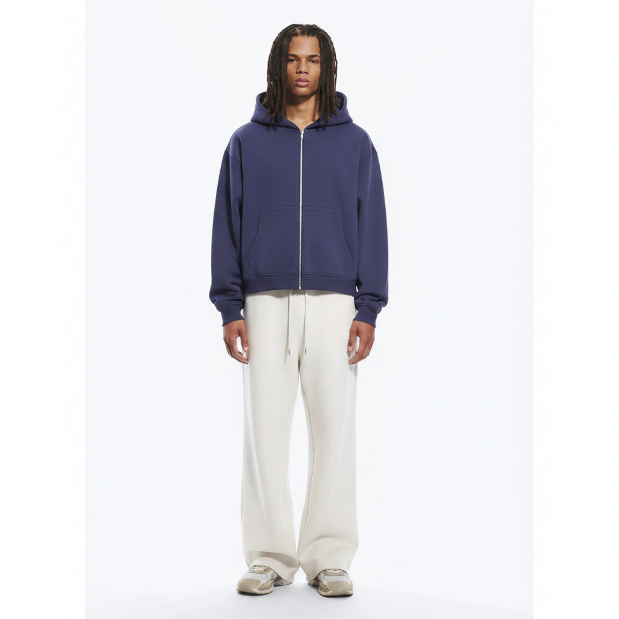Cooling Zip-Up Hoodie on model - Blue - front