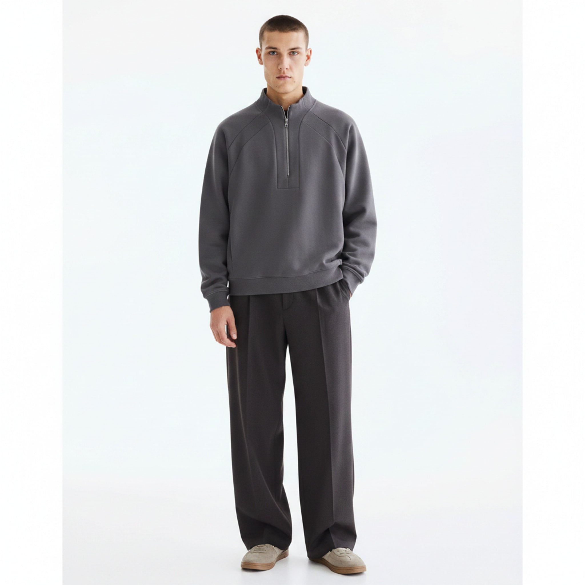 Heavyweight Cotton Hoodie on model - front view