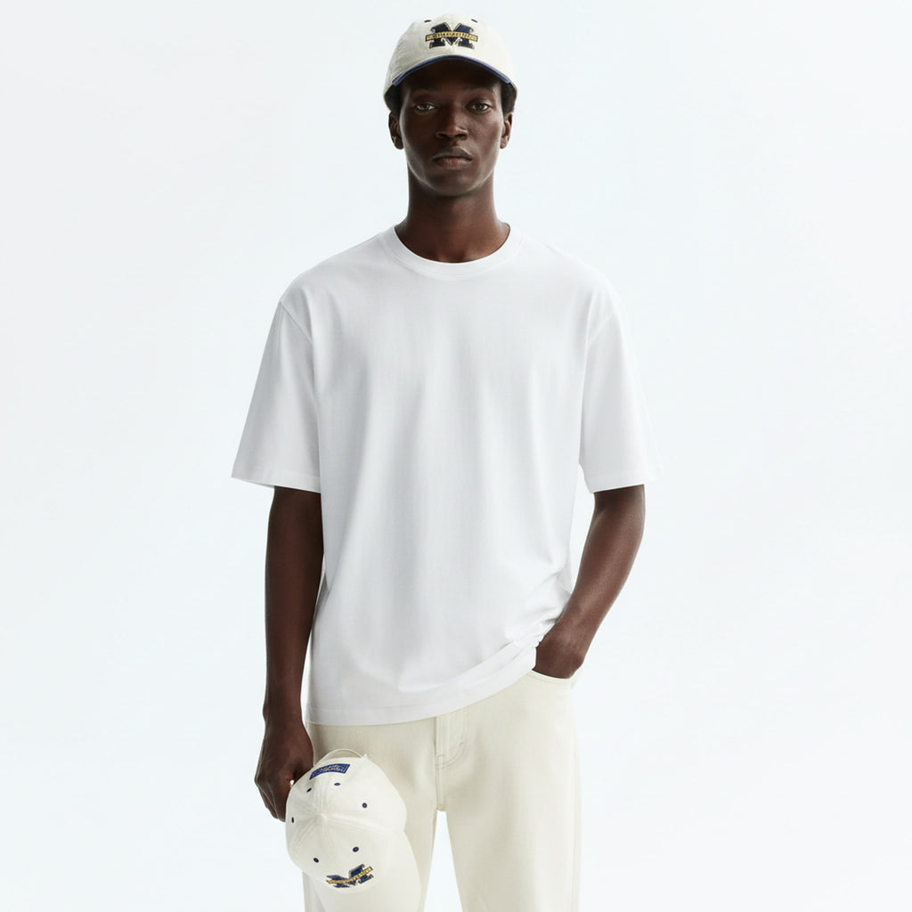 Men's Heavyweight Cotton-Blend T-Shirt on model - White - front