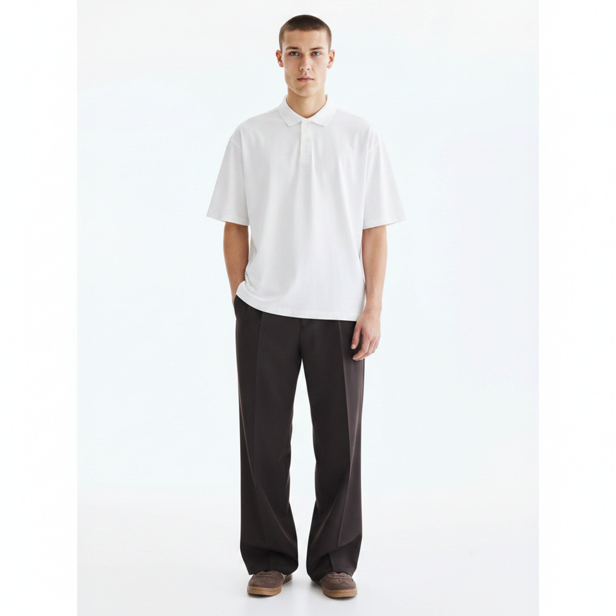 Polo Shirt on model - White - front