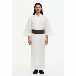 Men's white kimono, white, front view