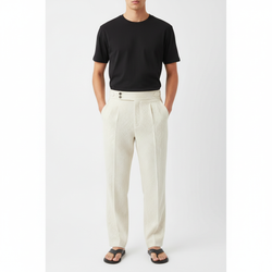 Waffle Gurkha Pants on model in cream, front view