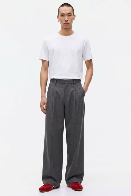 Polyester Stretch Pants on model - Gray - front