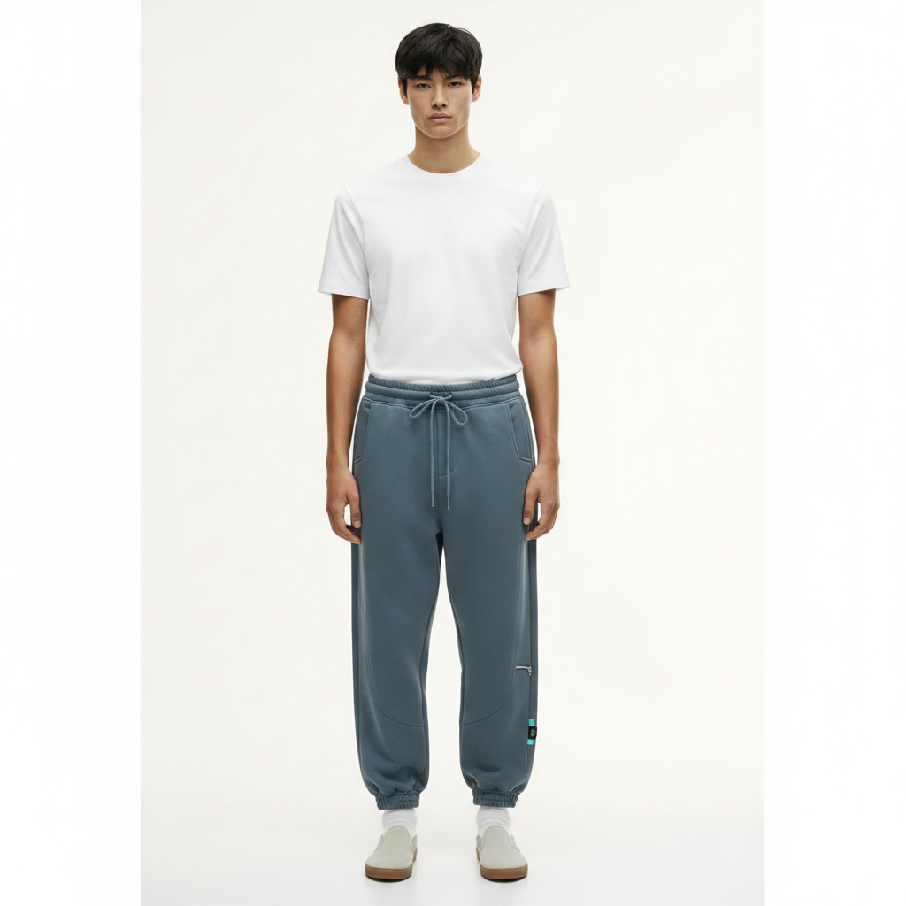 Fleece-Lined Tapered Sweatpants on model - front view