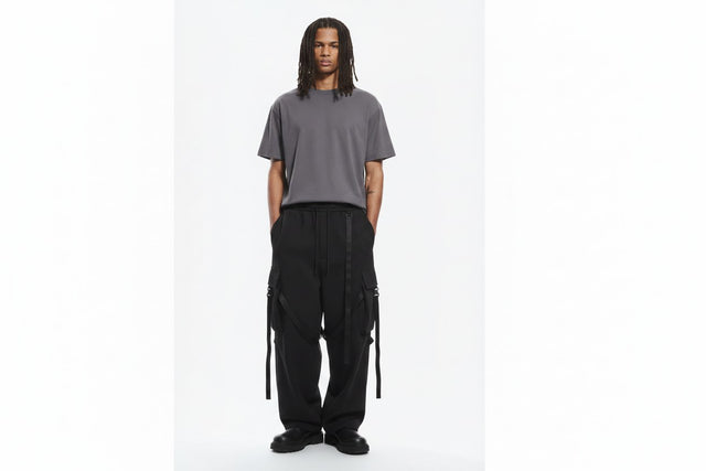 Men's Gothic Wide Leg Strap Trousers